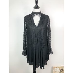 Entro Black Lace Mini Dress Tunic New Medium